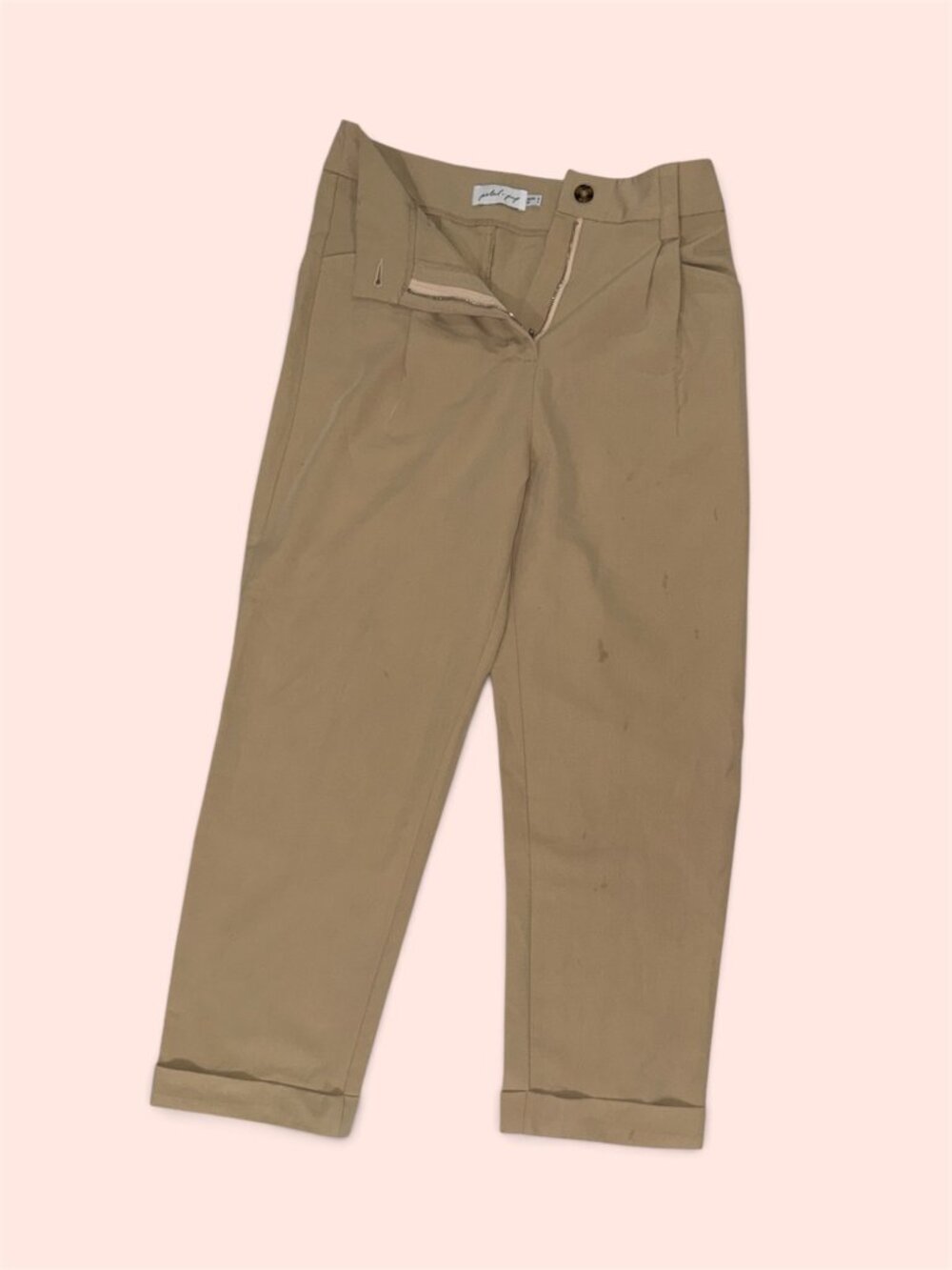 Petal & Pup Khaki Pleated Cropped Trousers Sz 4